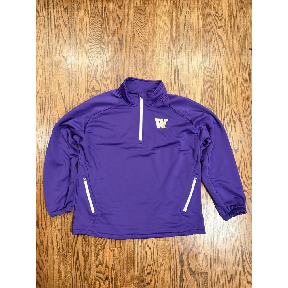 Genuine Stuff Washington Huskies Quarter Zip Pullover Jacket XL Purple‎ NCAA
